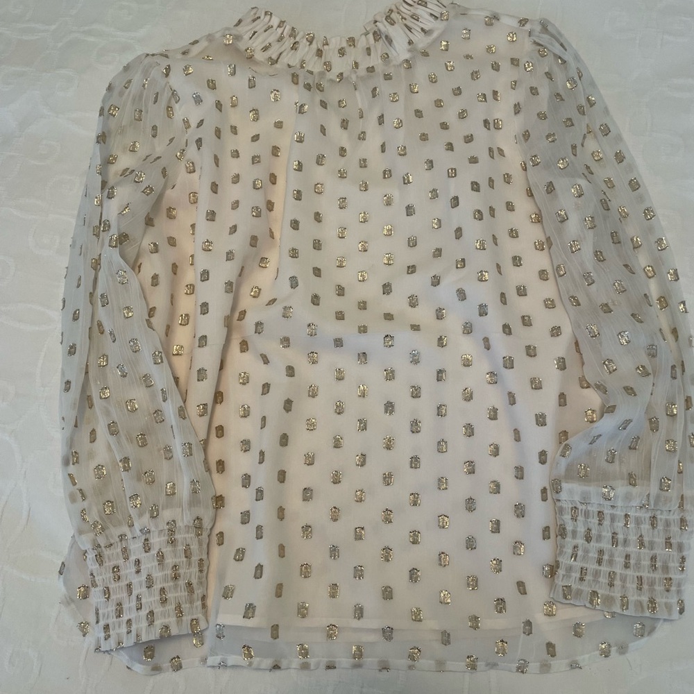 LOFT Sheer Blouse with Gold Accents